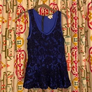 Anthropologie Blue Two-tone peplum tank